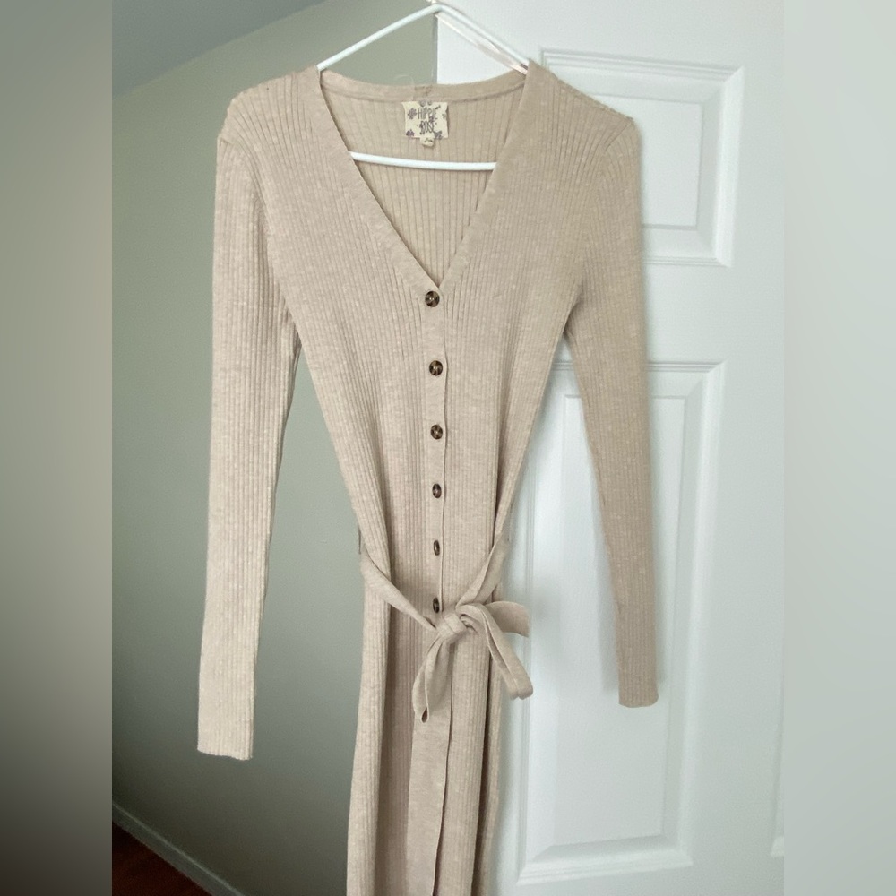 HIPPIE ROSE SWEATER KNIT LONG SLEEVE MIDI DRESS SIZE SMALL